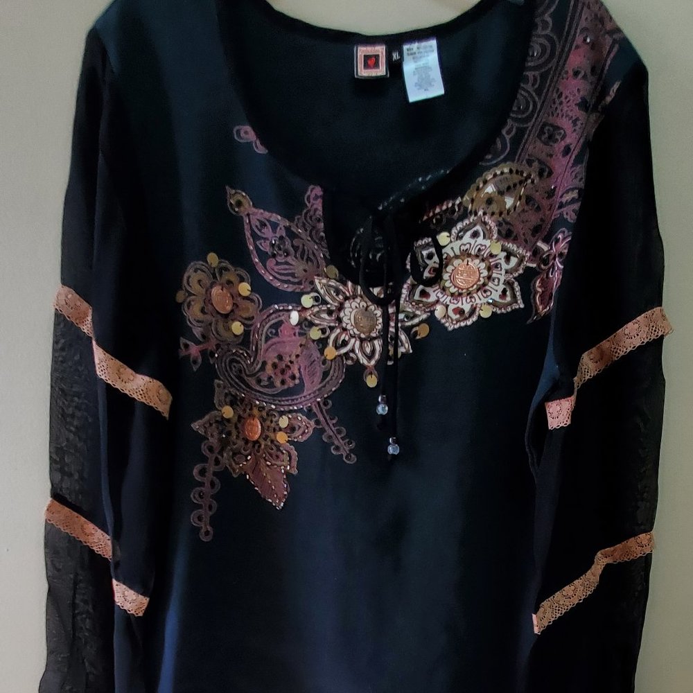 Forbidden Black with Gold Graphic And Bangels